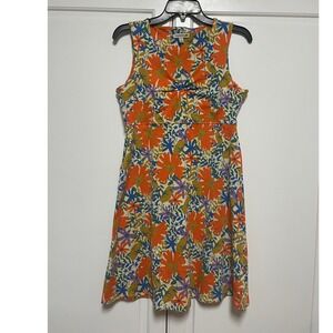 Toad&Co Womens Floral Print Sleeveless Dress Casual Organic Cotton Blend S